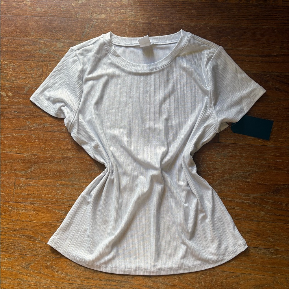 Melrose and Market White Fitted Ruched Short Sleeve Tee